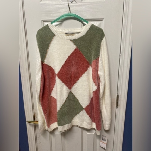 Alfred dunner womens ivory long sleeve crew neck sweater diamond pattern
2x - Picture 1 of 11